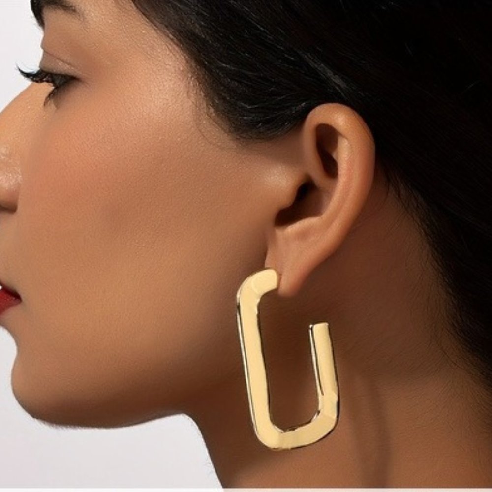 large rectangle gold filled earrings